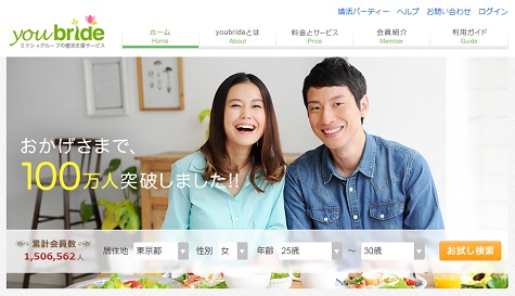 youbride(ユーブライド)サイトの外観